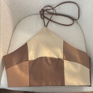 Brown and Cream Halter Top